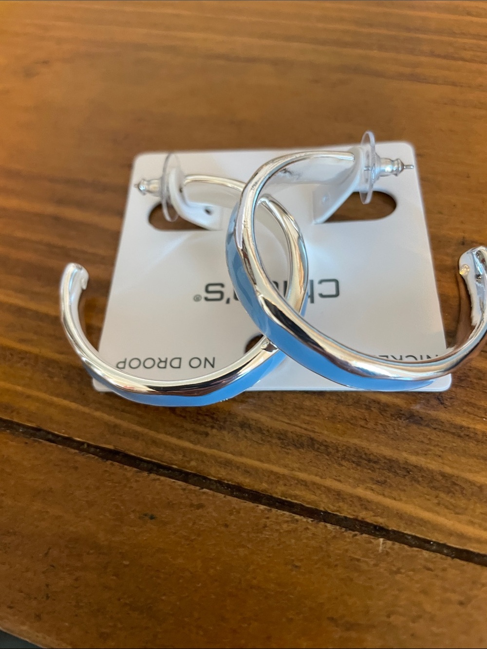 Chico's Shiny Silver-Tone Twisted Hoop Earrings